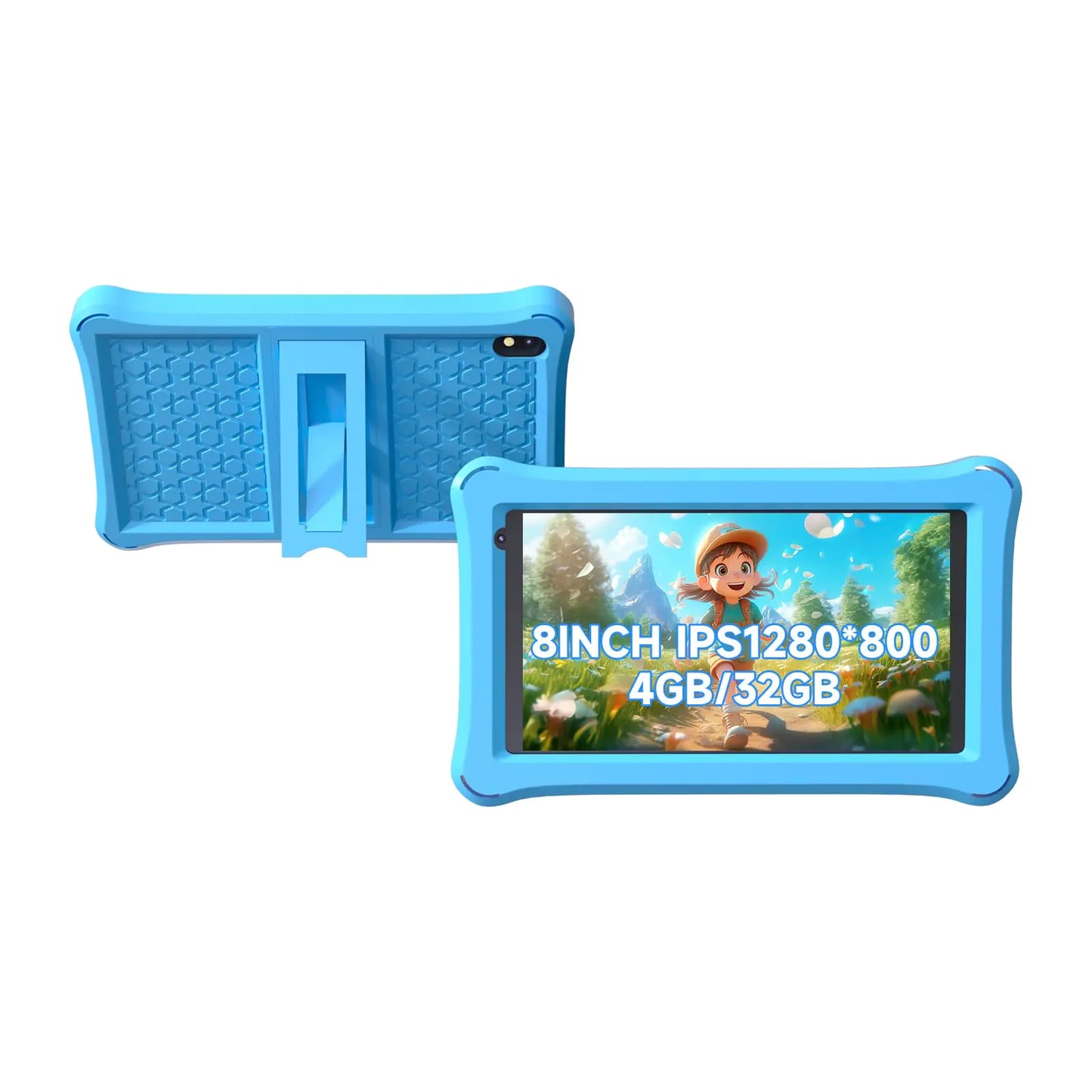 Kids Tablet 8 inch Toddler Tablet Android Kids Tablet 4GB RAM 32GB ROM 8 inch IPS Touchscreen 1280x800 Iwawa and Parental Controls Kids Tablet WiFi Dual Camera Bluetooth Shockproof Case