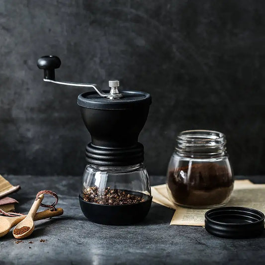 Portable Hand-Cranked Glass Coffee Maker