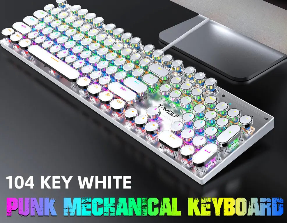 Luminous Retro Punk Mechanical Wired Gaming Keyboard