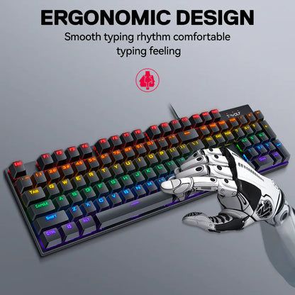 Luminous Retro Punk Mechanical Wired Gaming Keyboard