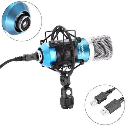 Microphone Set with Blue Stand, Connects to Computer