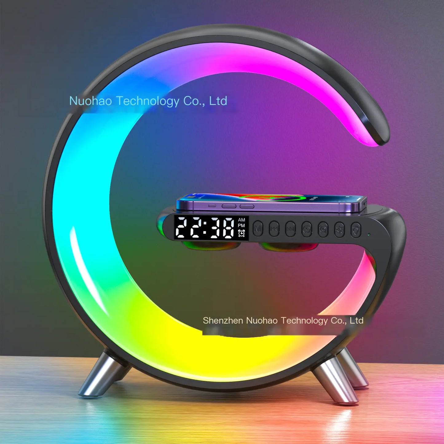 Wireless Bluetooth Speaker with Ambient Light and Clock