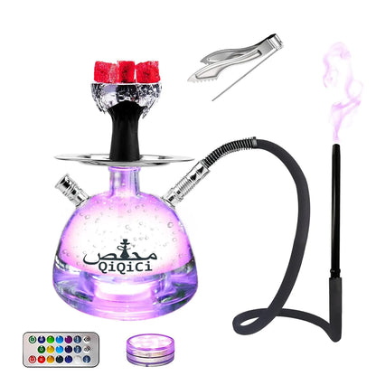 QiQiCi Hookah set 1 Hose Hookahs with Cleaning Brush Modern Acrylic Bubble Hookah Shisha Hooka MY first Travel Hookah Accessories for Narguile smoking (Bub-1Hose)
