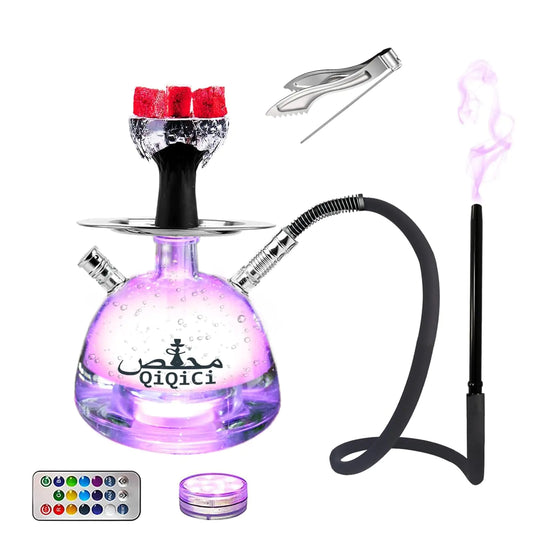 QiQiCi Hookah set 1 Hose Hookahs with Cleaning Brush Modern Acrylic Bubble Hookah Shisha Hooka MY first Travel Hookah Accessories for Narguile smoking (Bub-1Hose)