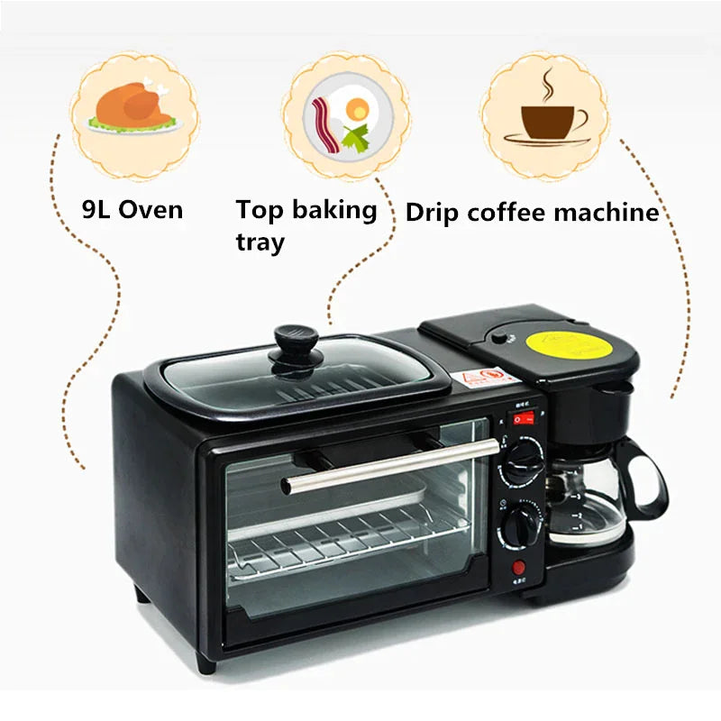 3-in-1 Breakfast Machine: Coffee Maker & Toaster
